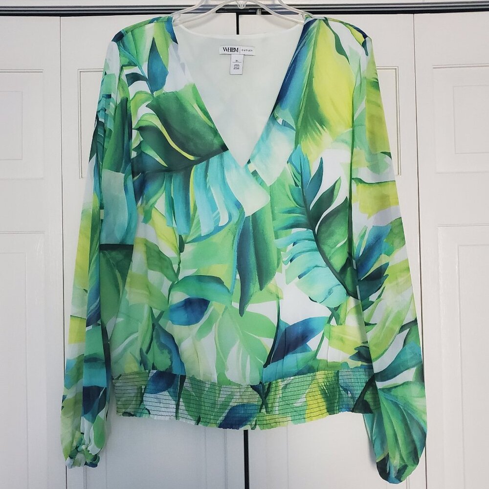 White House Black Market Outlet Tropic Chiffon Blouse XL